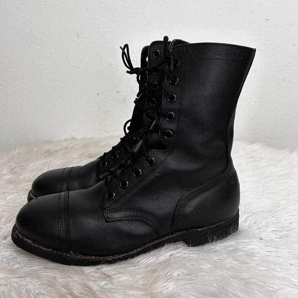 Biltrite ANSI Vintage Z41-1991-75 Black Leather Combat Boots Steel Toe Size 10